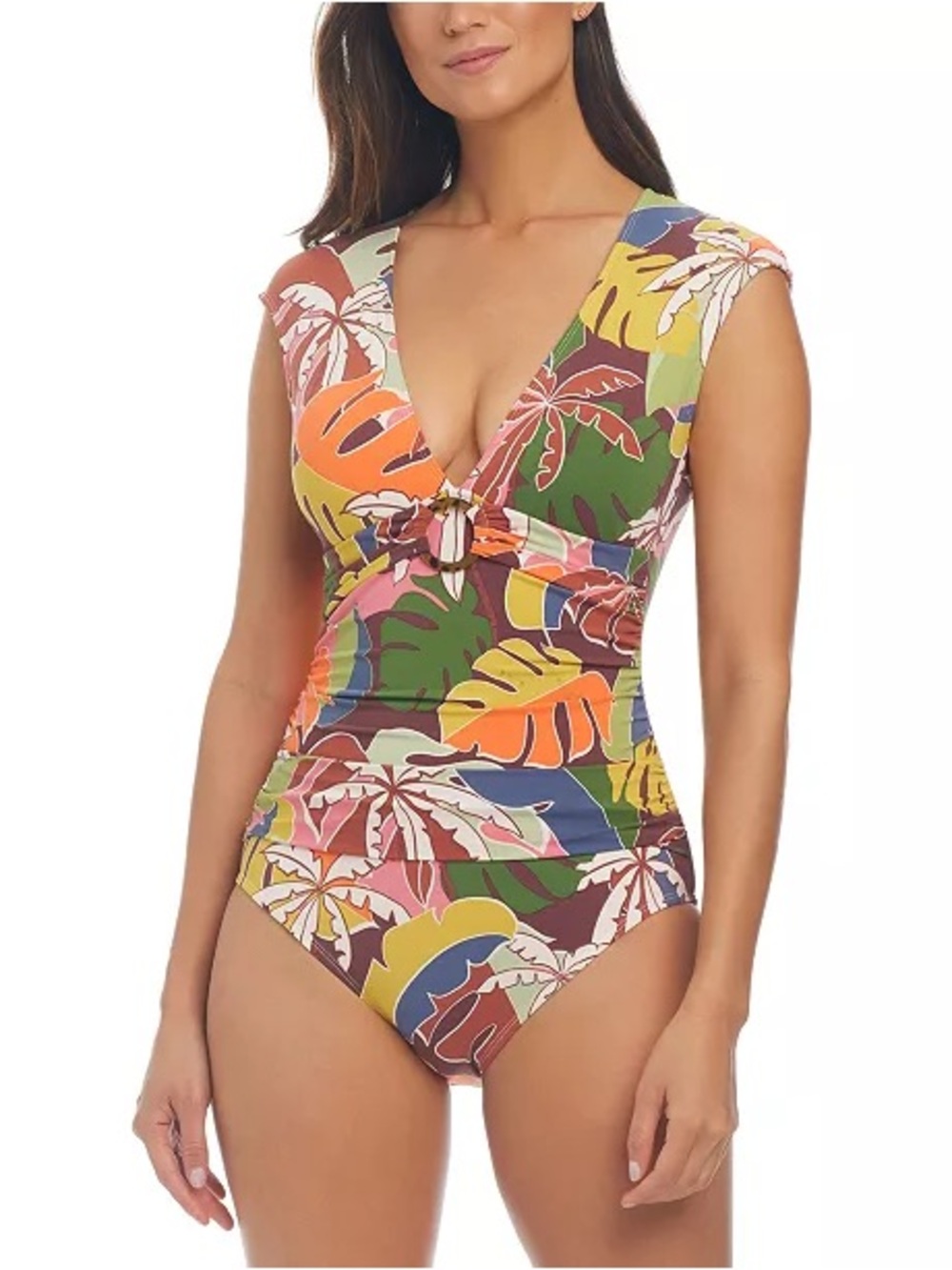 Blue Rod Beattie NWT Swimsuit One Piece Size 14 Tropical Floral Resort Vacation
